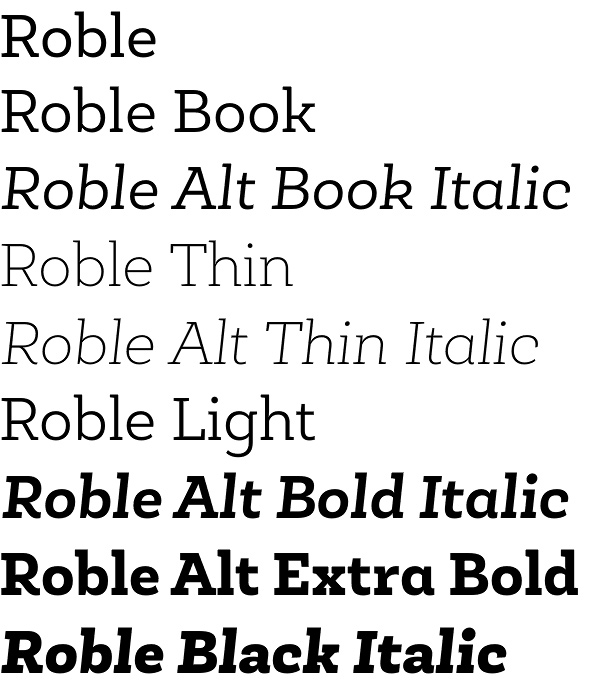 Roble font